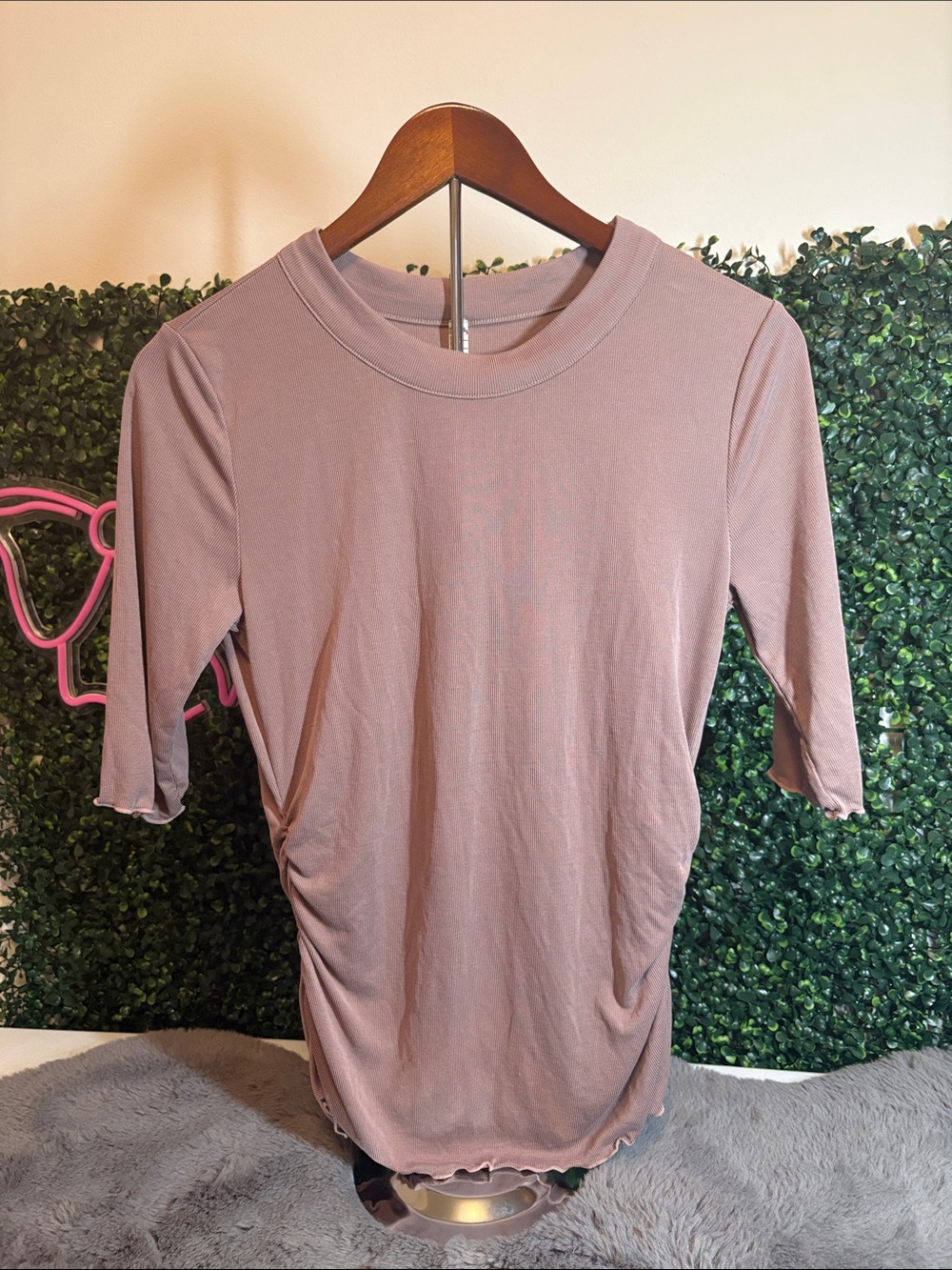 Free People Ruched Short Sleeve Tee Size Large